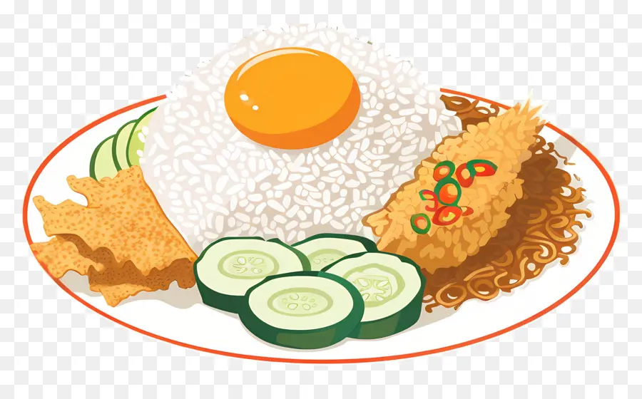 Nasi Lemak，Plato De Arroz Con Huevo PNG