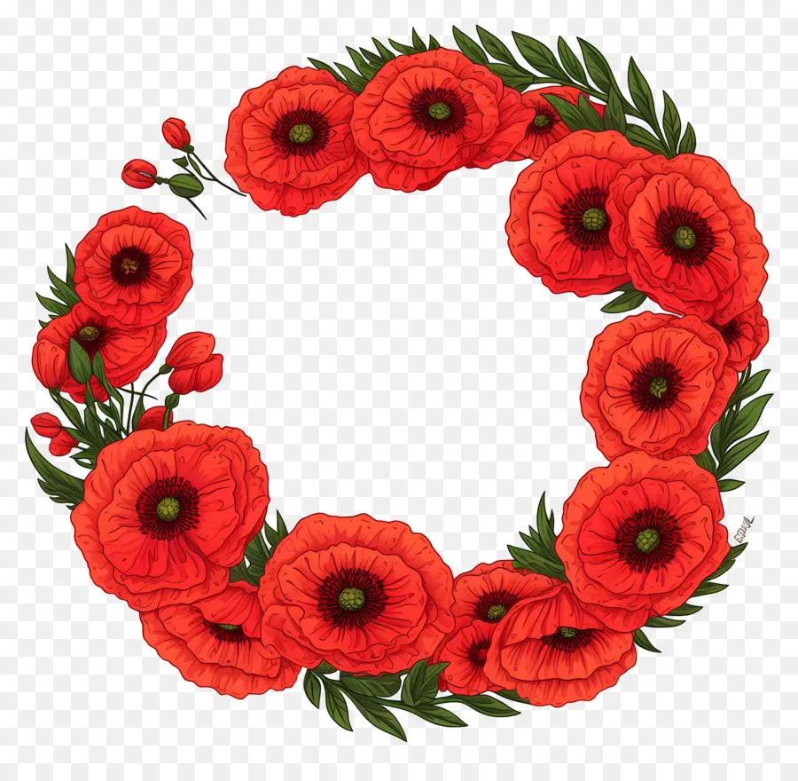 Día De Anzac，Corona De Amapola Roja PNG