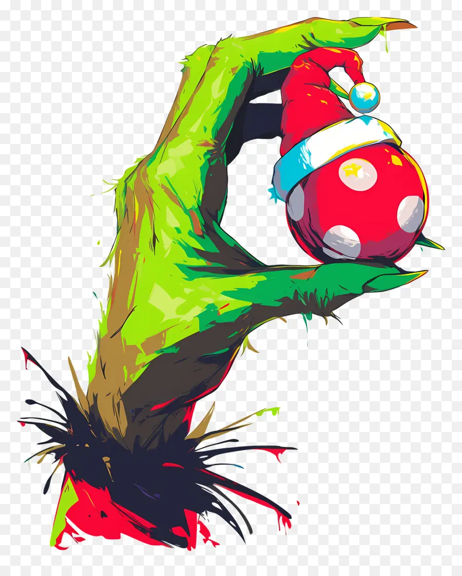 Grinch，Mano Verde Con Adorno PNG