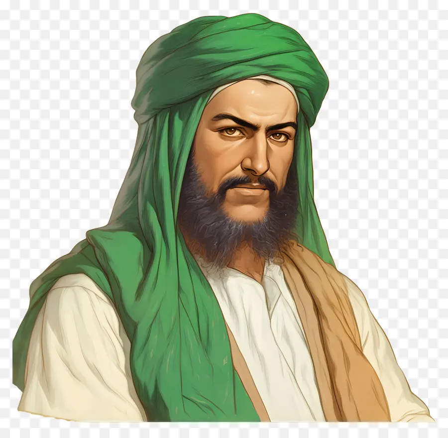 Maestro Sufí，Hombre Con Turbante Verde PNG