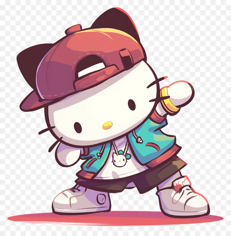 Hola Gatito，Gato De Dibujos Animados En Traje De Hip Hop PNG