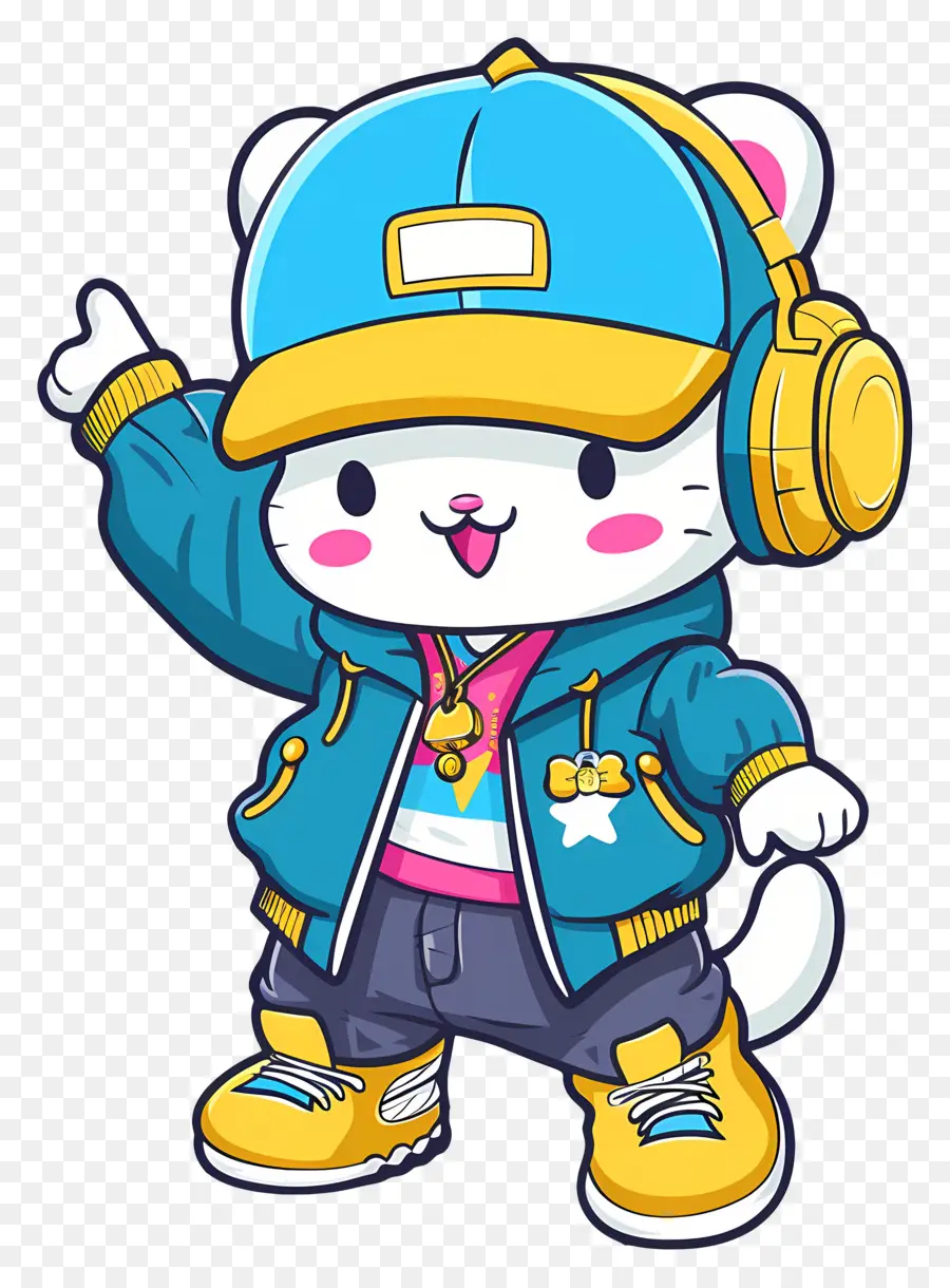 Hola Gatito，Gato Genial Con Traje De Hip Hop PNG