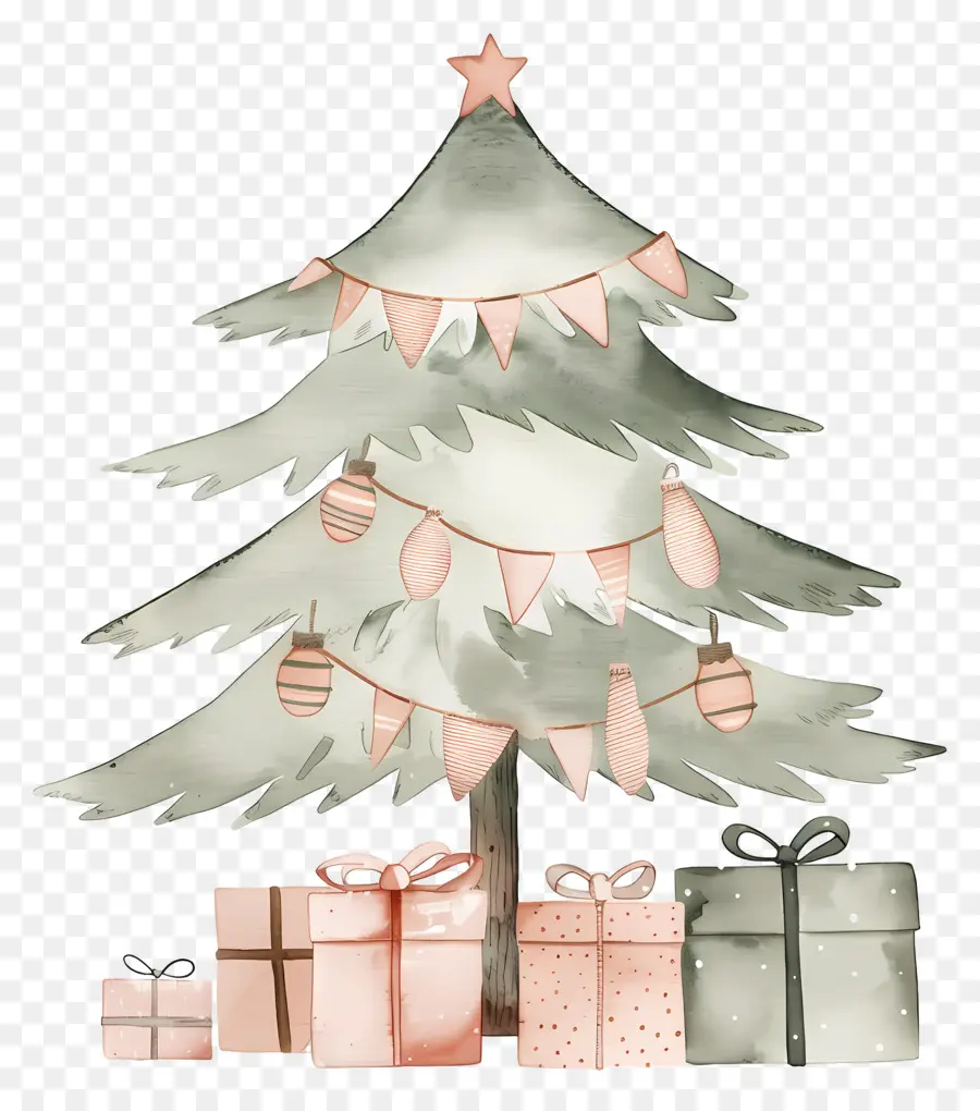 Árbol De Navidad De Acuarela，Árbol De Navidad PNG