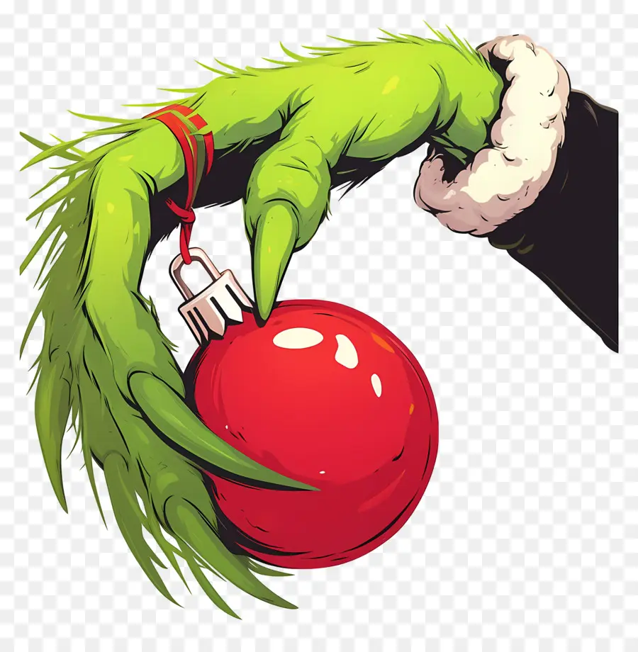 Grinch，Mano Verde Con Adorno PNG