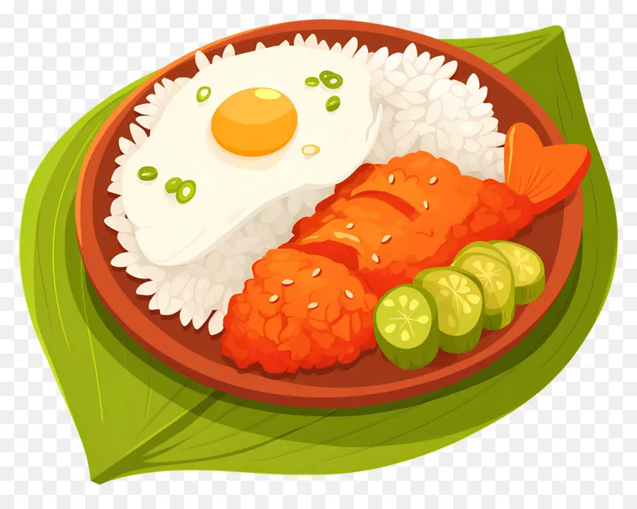 Nasi Lemak，Arroz Con Huevo Y Pollo PNG