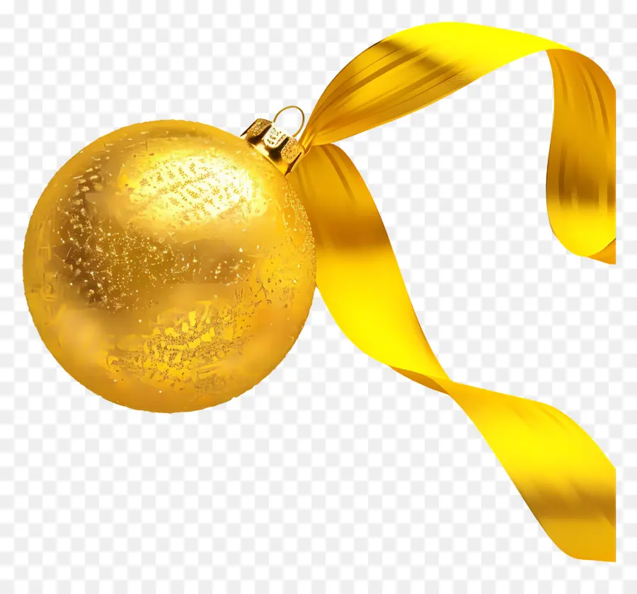 Balón De Oro De Navidad，Adorno Dorado Con Cinta PNG