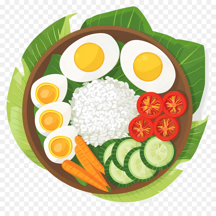 Nasi Lemak，Arroz Con Verduras Y Huevos PNG