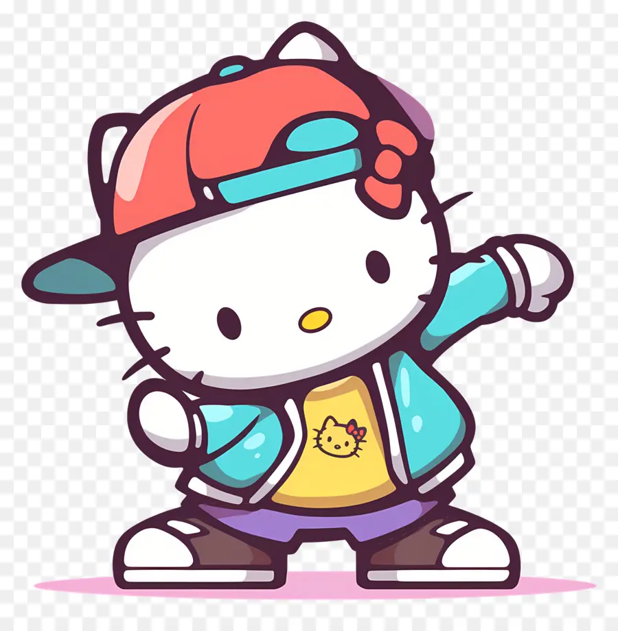 Hola Gatito，Gato De Dibujos Animados En Traje De Hip Hop PNG