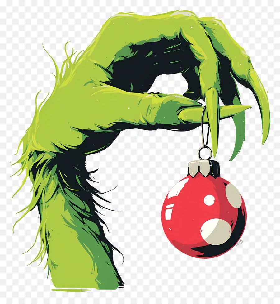 Grinch，Mano Verde Con Adorno PNG