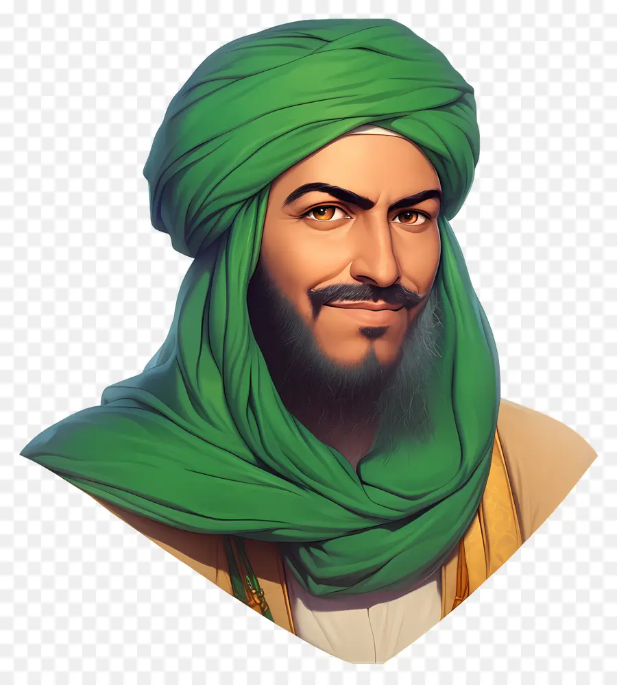 Maestro Sufí，Hombre Con Turbante Verde PNG