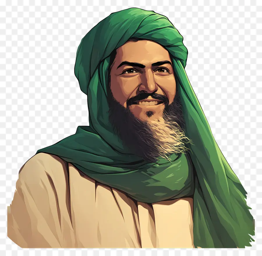 Maestro Sufí，Hombre Con Turbante Verde PNG