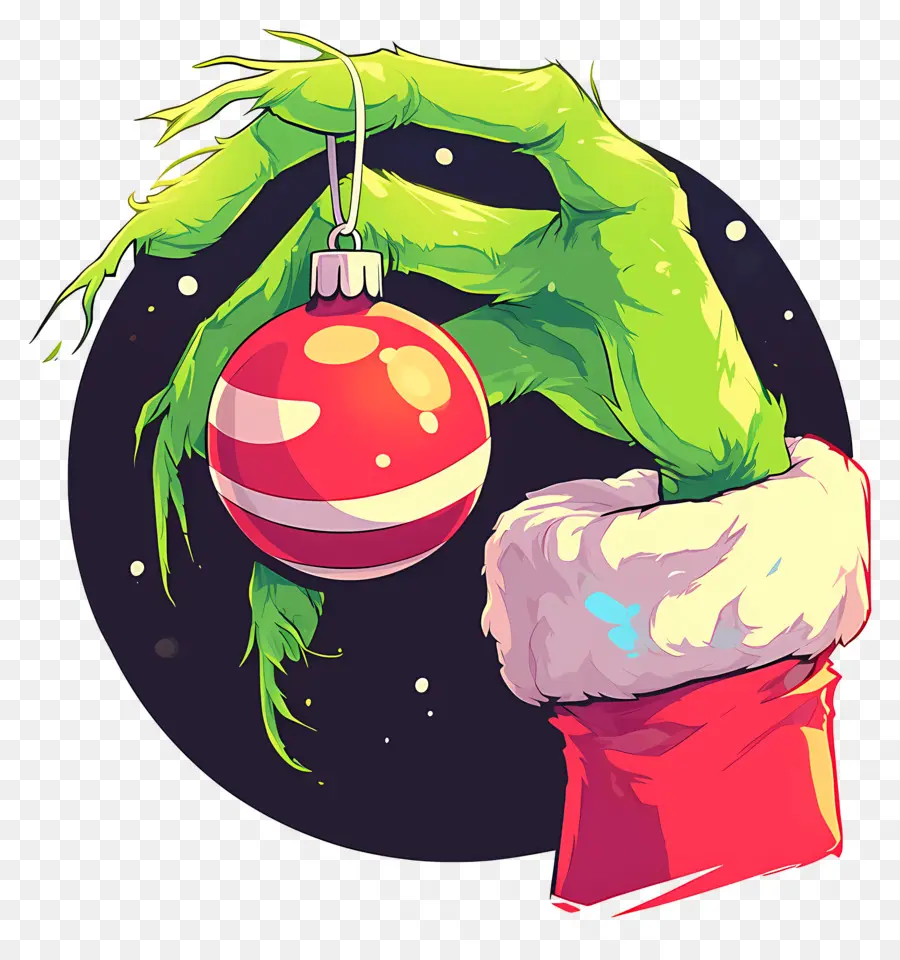 Grinch，Mano Verde Con Adorno PNG