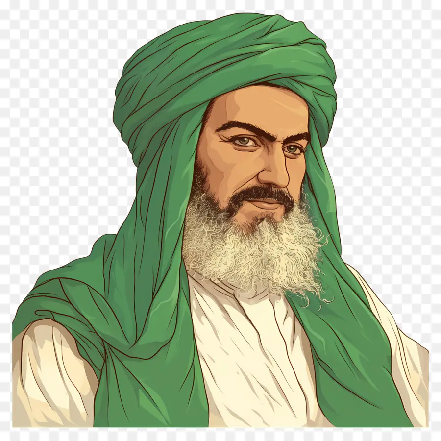 Maestro Sufí，Hombre Con Turbante Verde PNG