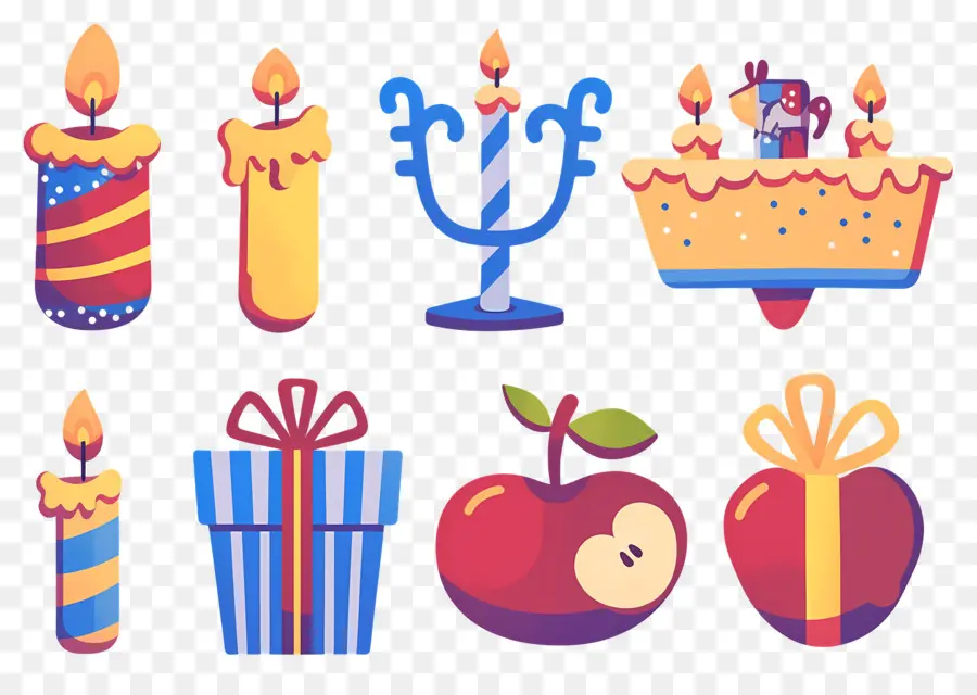 Decoración De Jánuca，Velas Y Regalos De Hanukkah PNG