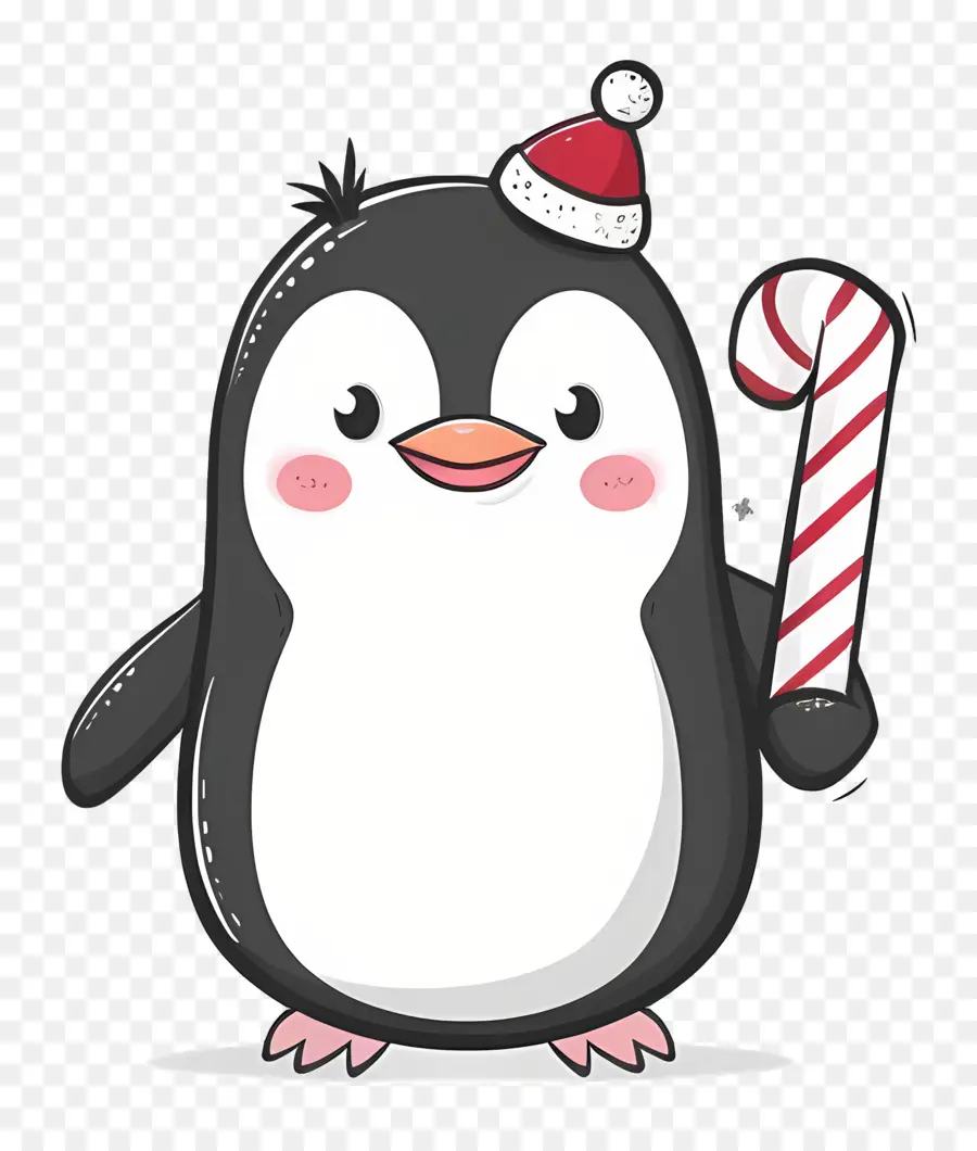 Pingüino De Navidad，Pingüino Con Bastón De Caramelo PNG