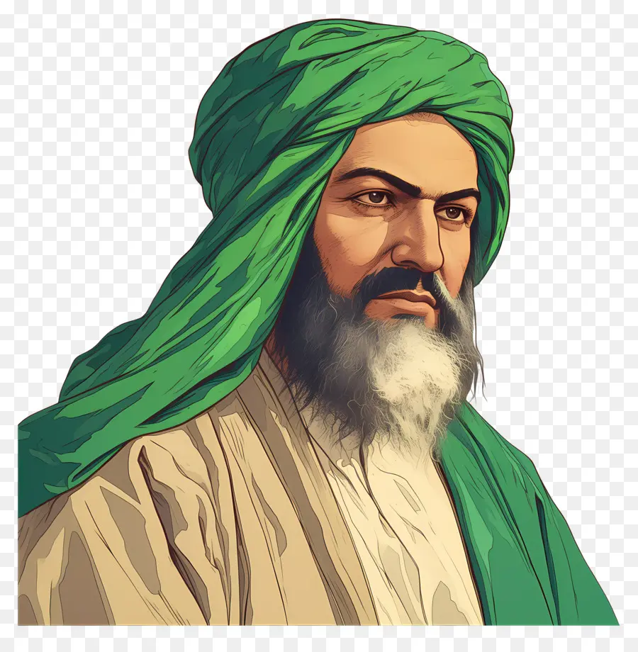 Maestro Sufí，Hombre Con Turbante Verde PNG