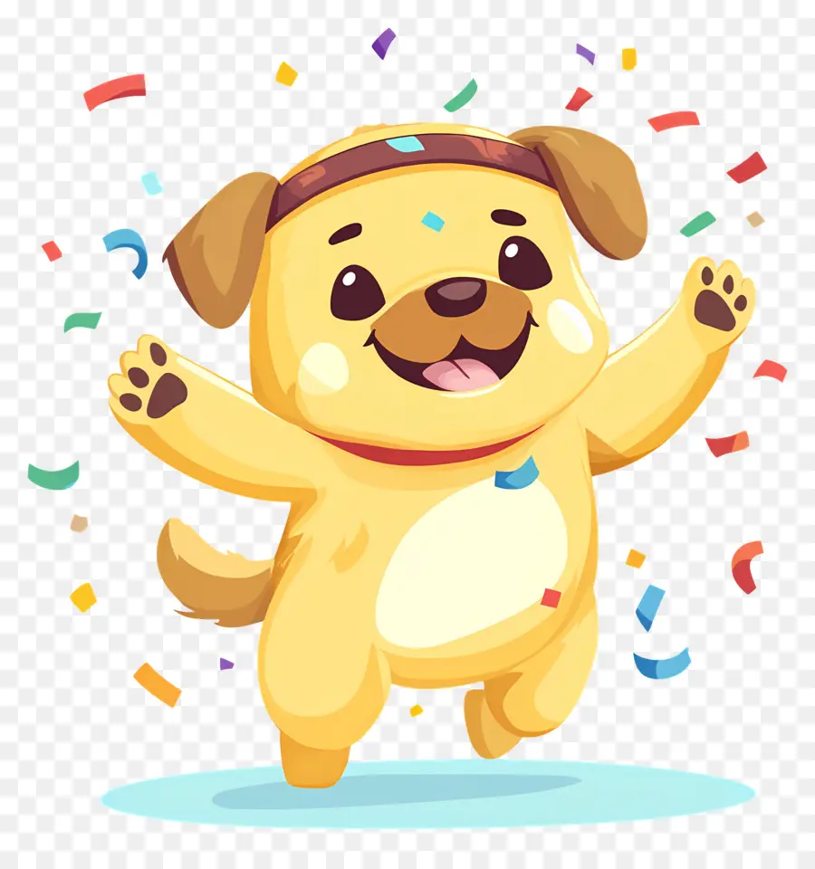 Perro Gordo，Perro Feliz Con Confeti PNG