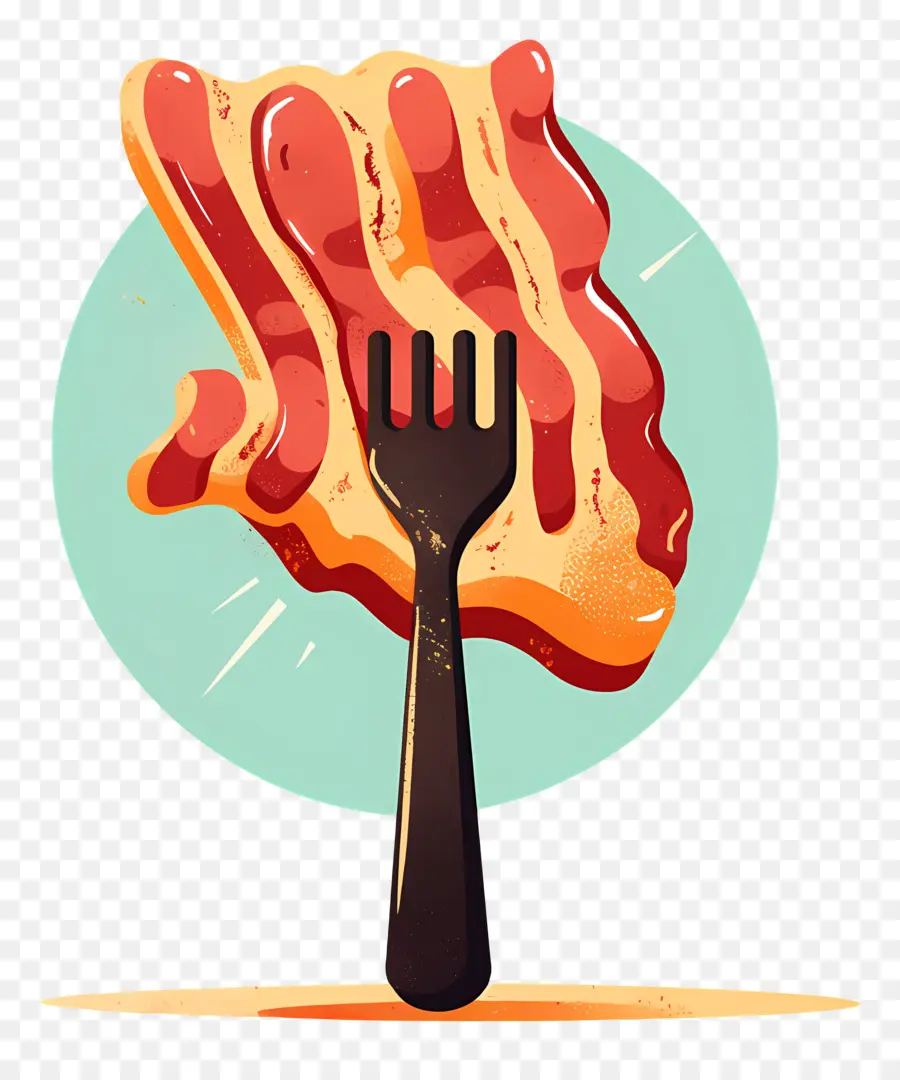 Día Nacional Del Tocino，Tocino En Tenedor Con Fondo Circular PNG