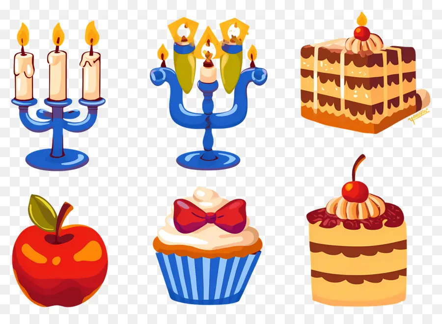 Decoración De Jánuca，Regalo Y Cupcakes PNG