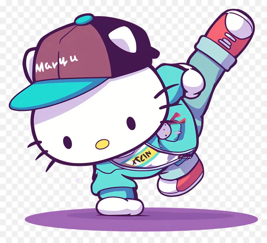 Hola Gatito，Gato De Dibujos Animados En Pose De Hip Hop PNG