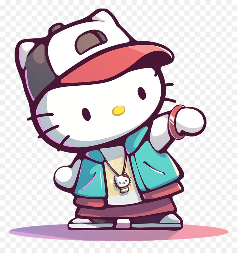 Hola Gatito，Gato De Dibujos Animados En Traje De Hip Hop PNG