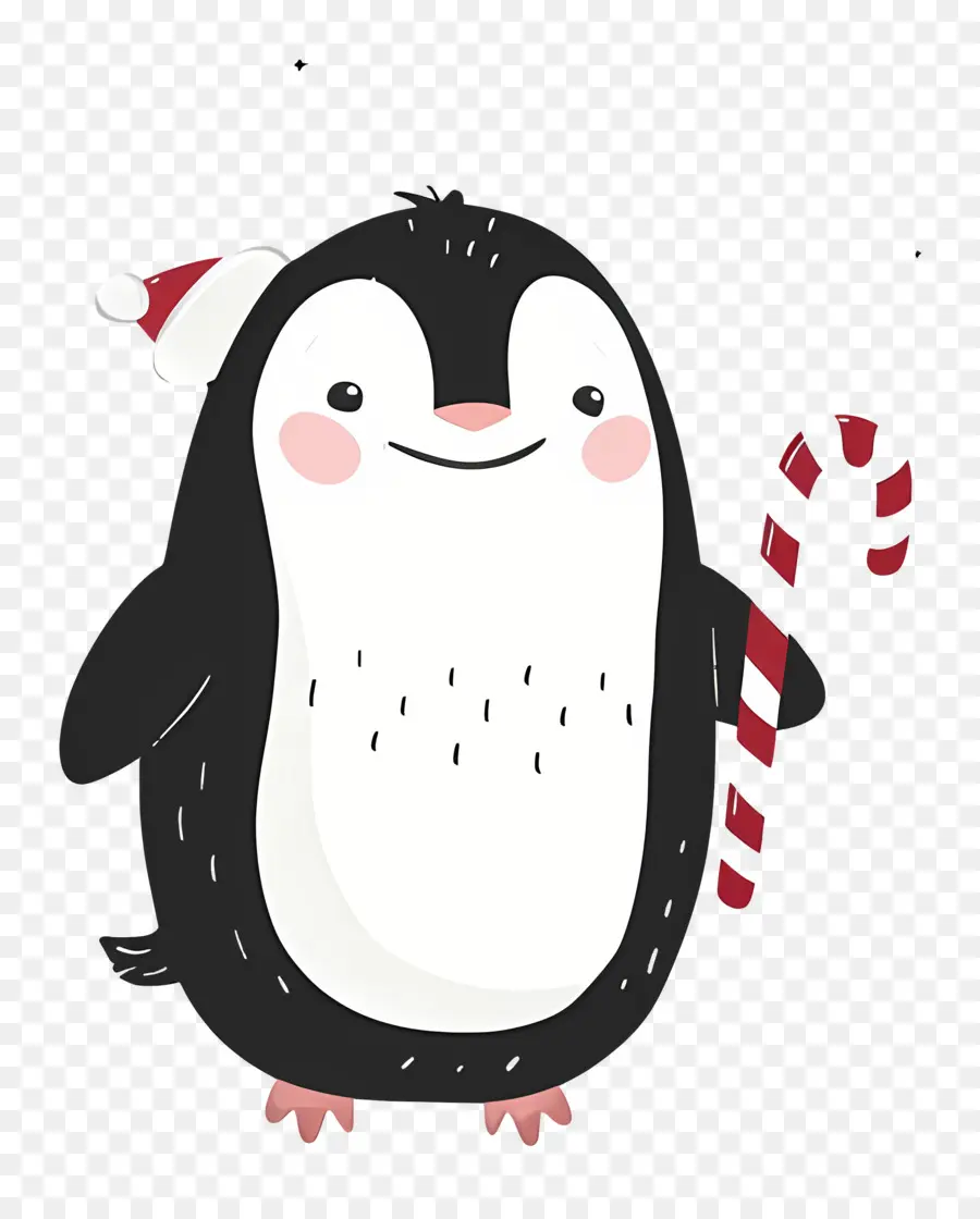 Pingüino De Navidad，Pingüino Con Bastón De Caramelo PNG