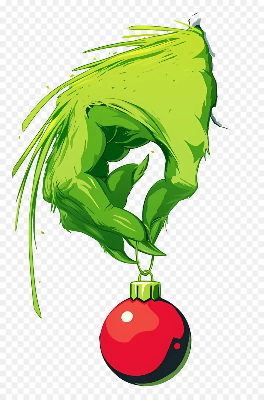 Grinch，Mano Verde Con Adorno PNG