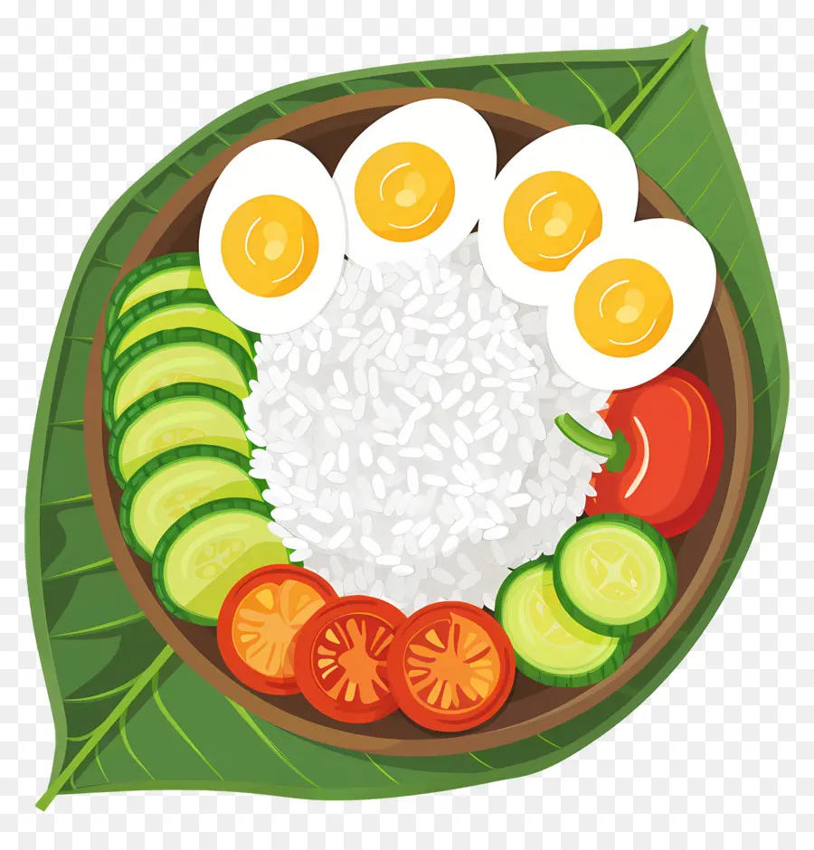 Nasi Lemak，Arroz Con Verduras Y Huevos PNG