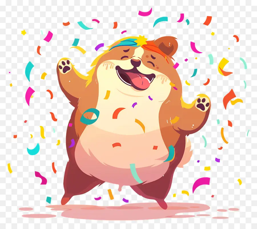 Perro Gordo，Perro Bailando Con Confeti PNG