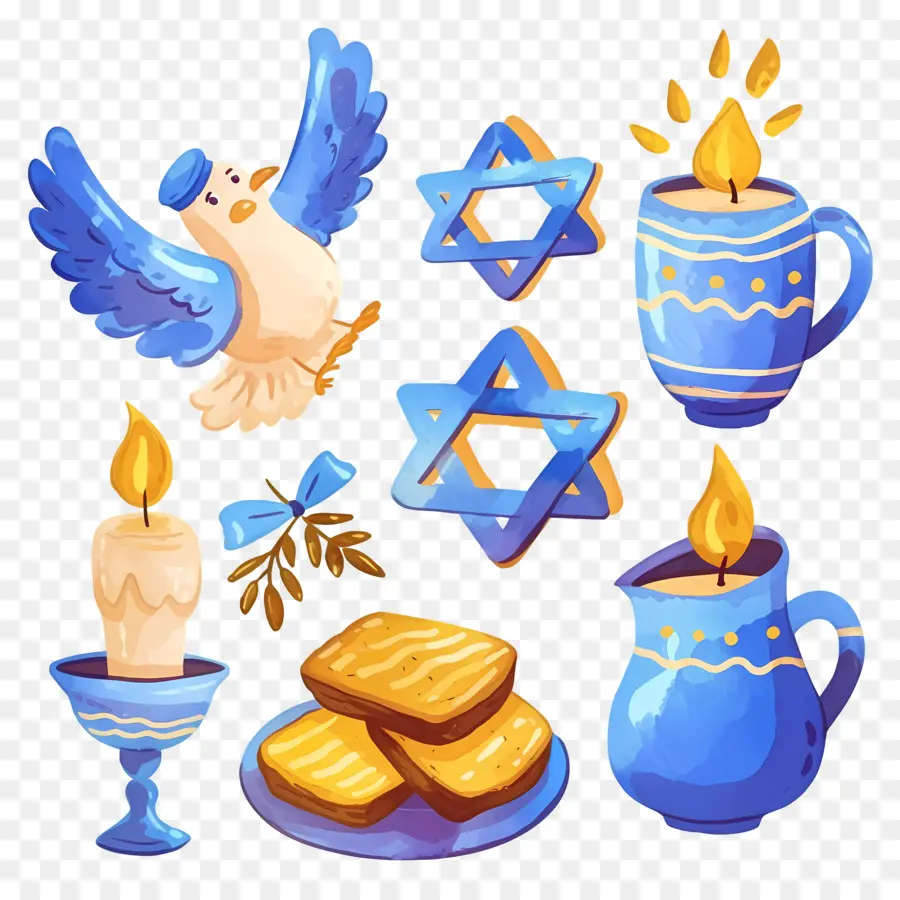 Decoración De Jánuca，Elementos Azules De Hanukkah PNG