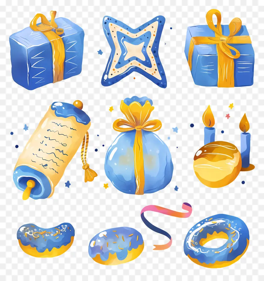 Decoración De Jánuca，Regalos Y Donas PNG