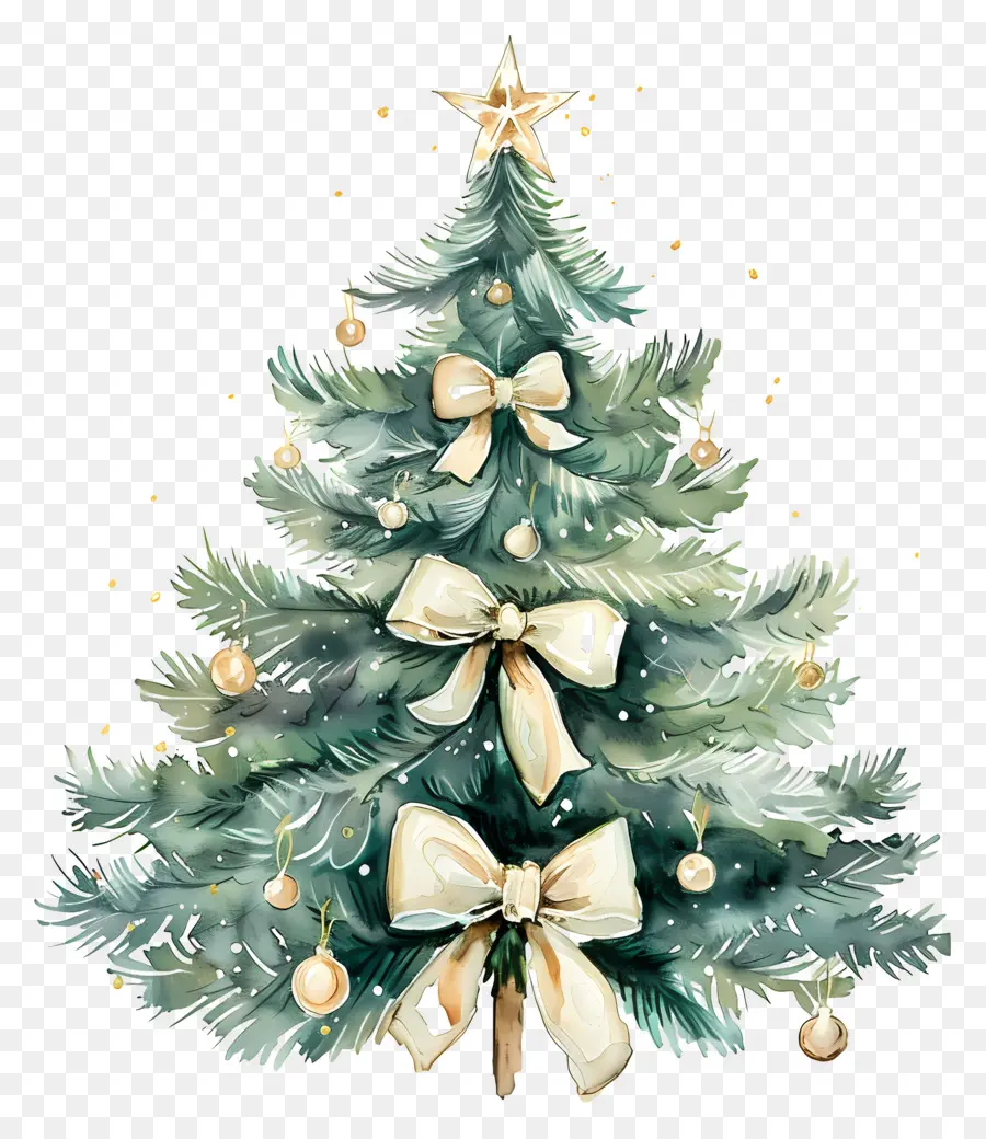 Árbol De Navidad De Acuarela，Árbol De Navidad Decorado PNG