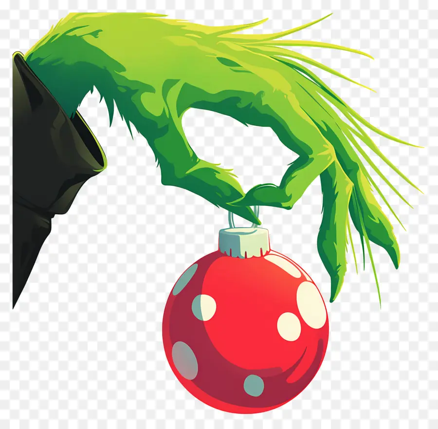 Grinch，Mano Verde Con Adorno PNG