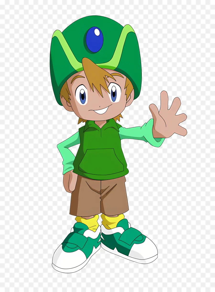 Temporada De Digimon，Niño Con Sombrero Verde PNG