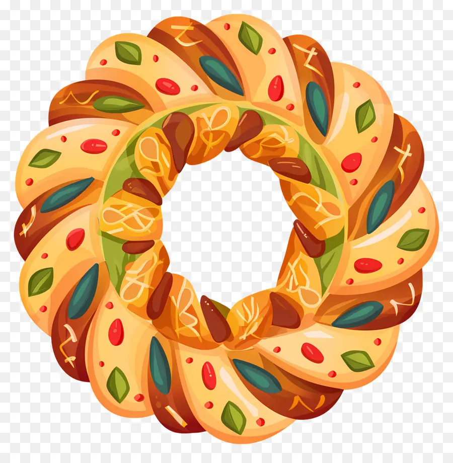 Pan De Navidad Español，Corona De Pan Colorida PNG