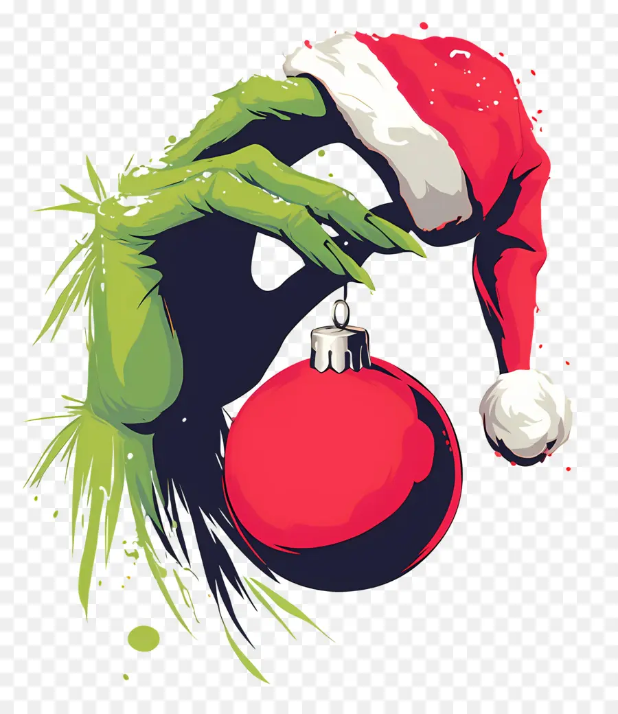 Grinch，Mano Verde Con Adorno PNG