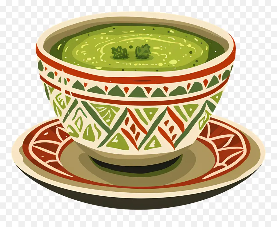 Comida India，Sopa Verde En Un Tazón Estampado PNG