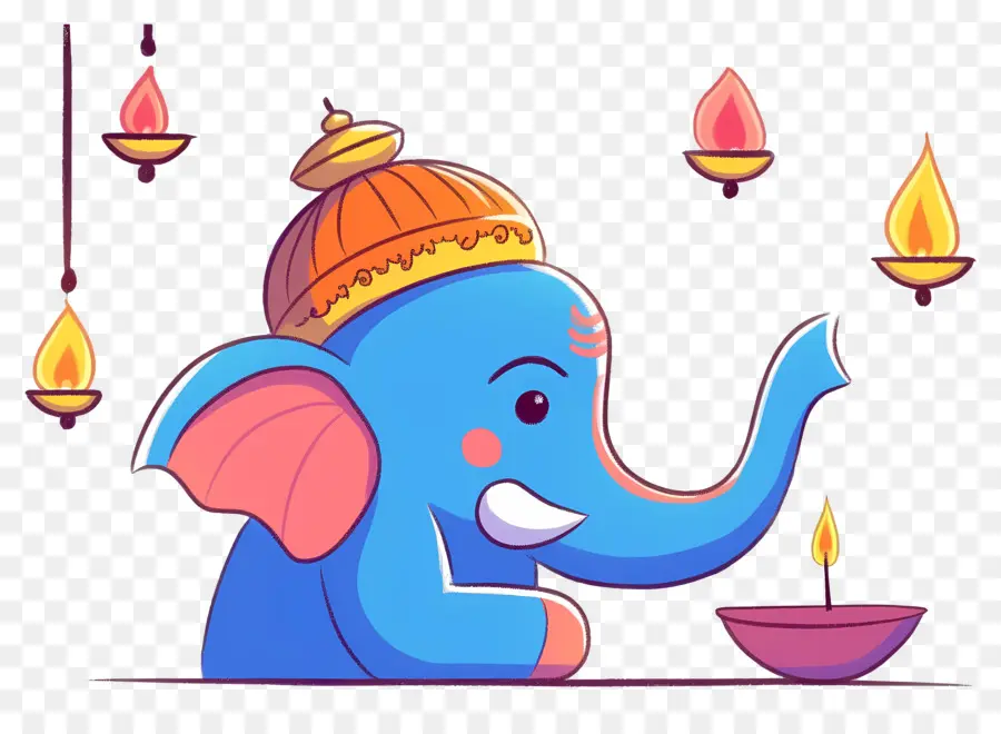 Ganesha Chaturthi，Cabeza De Elefante Con Lámparas PNG