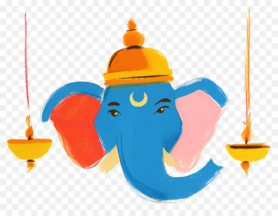 Ganesha Chaturthi，Cabeza De Elefante Con Lámparas PNG