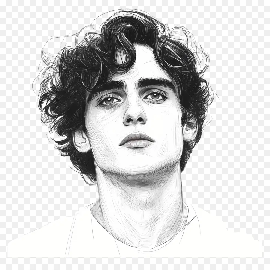 Timothée Chalamet，Retrato En Blanco Y Negro PNG