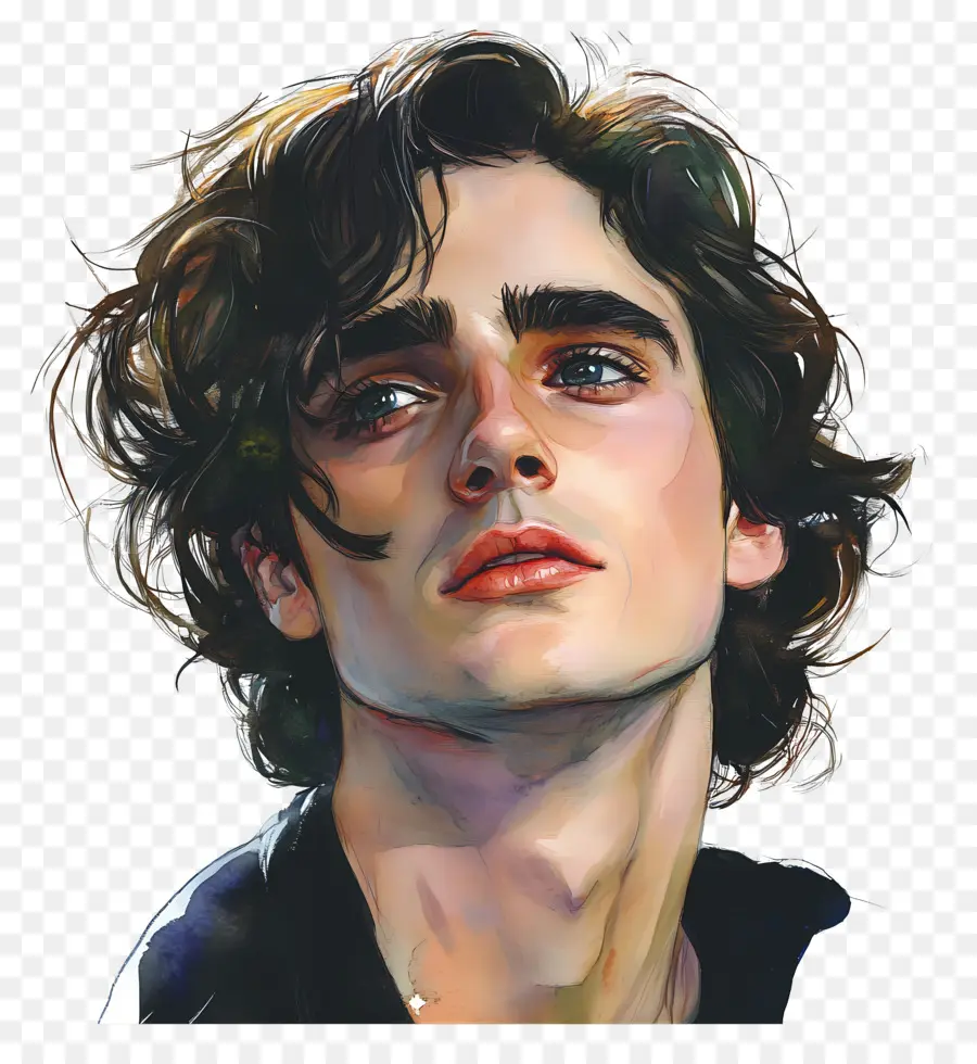 Timothée Chalamet，Retrato Artístico De Un Joven PNG