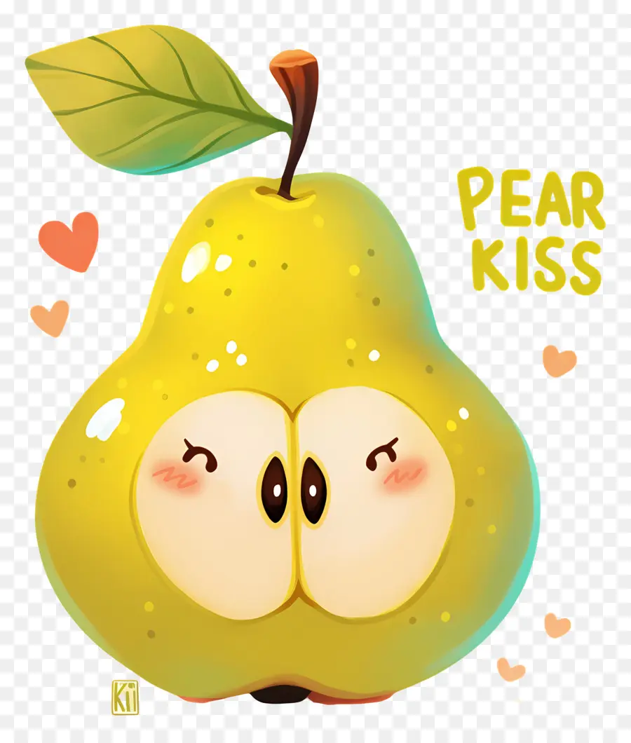 Beso De Pera，Pera Caricatura PNG