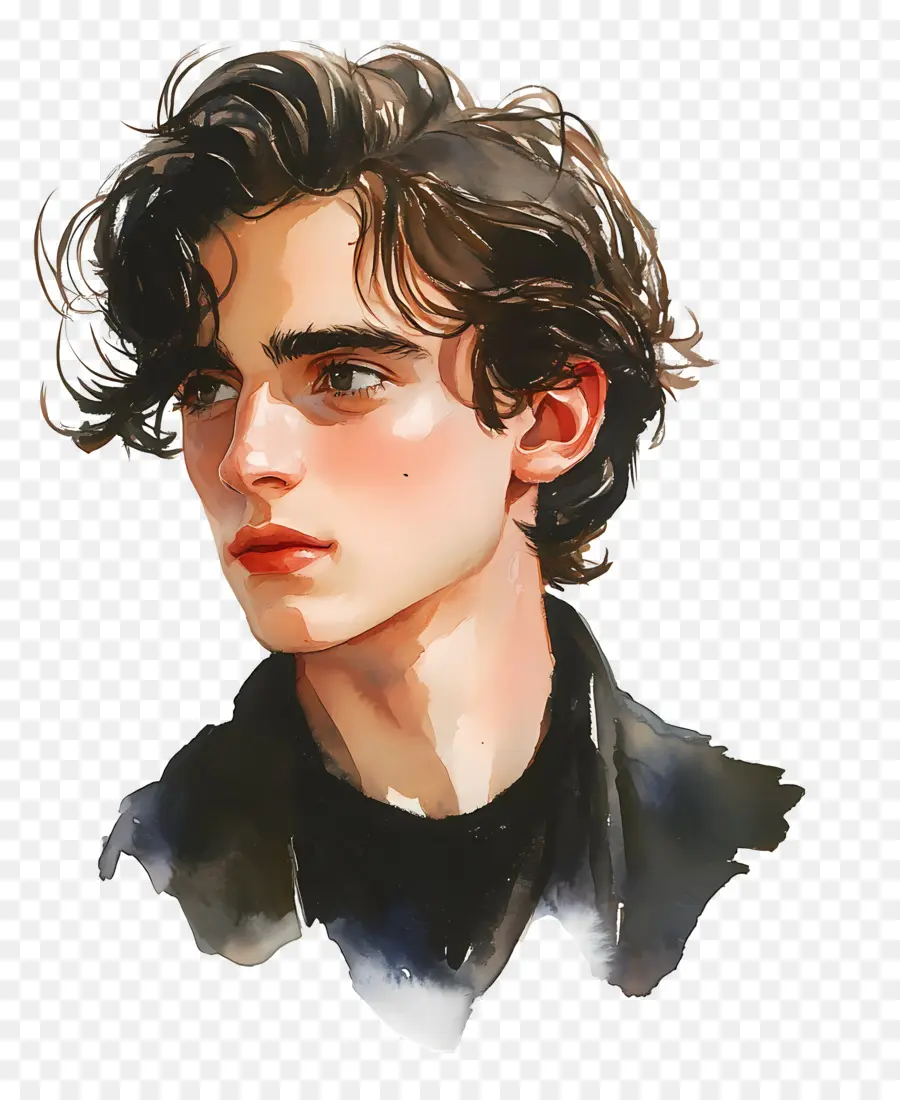 Timothée Chalamet，Retrato Artístico De Un Joven PNG