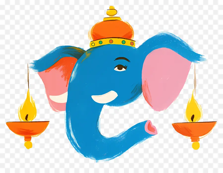 Ganesha Chaturthi，Cabeza De Elefante Con Lámparas PNG