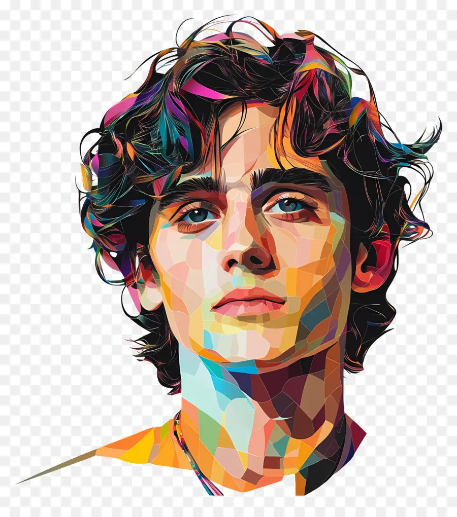 Timothée Chalamet，Retrato Geométrico De Joven PNG