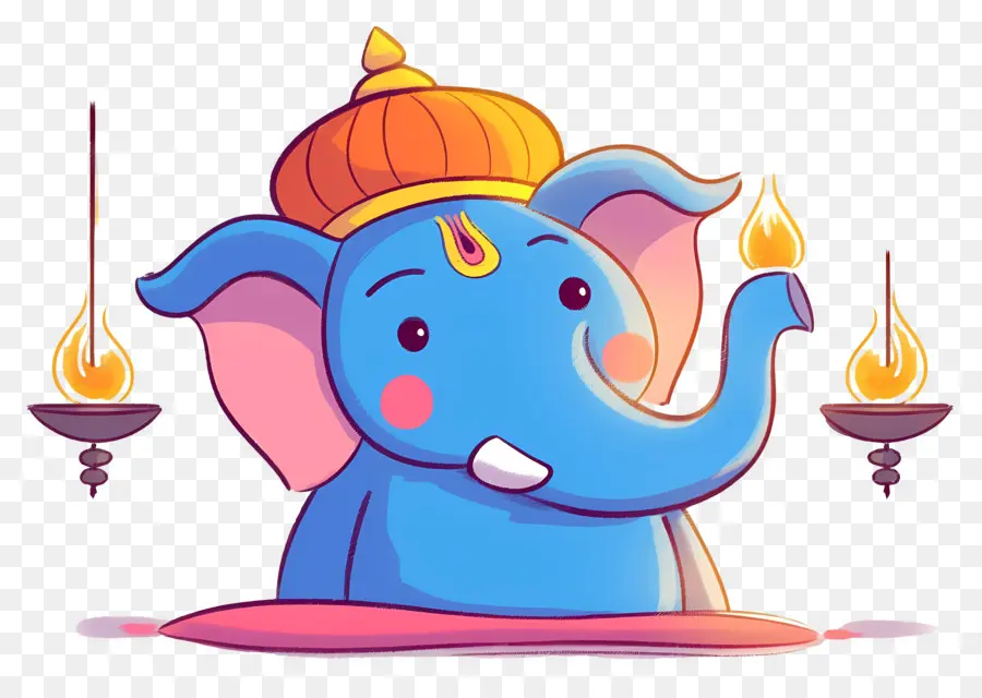 Ganesha Chaturthi，Cabeza De Elefante Con Lámparas PNG