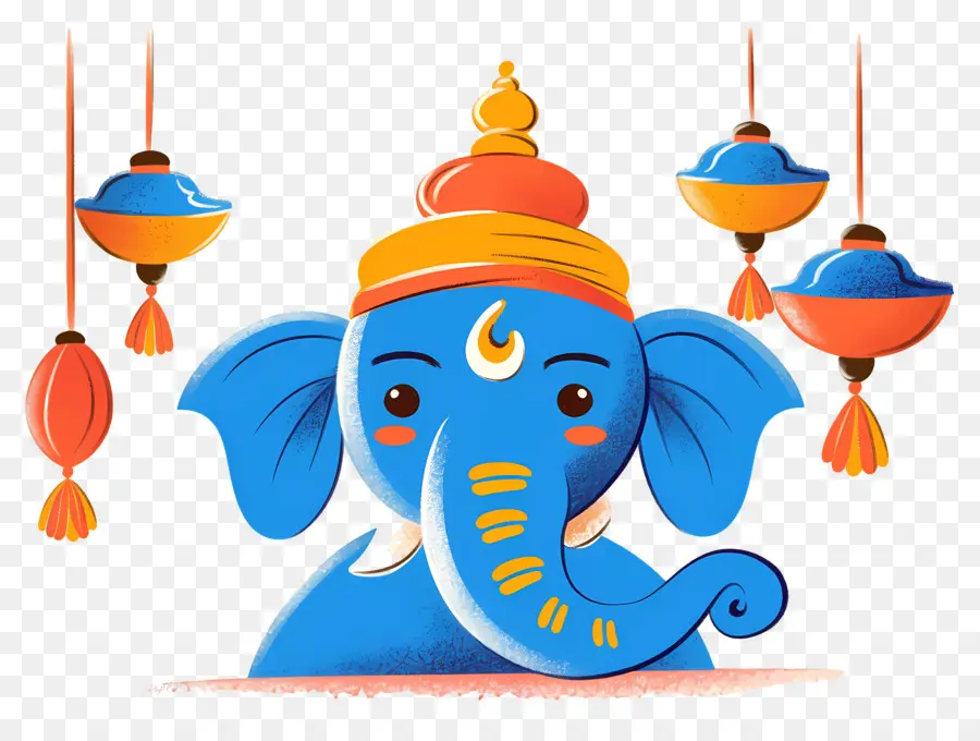 Ganesha Chaturthi，Cabeza De Elefante Con Lámparas PNG