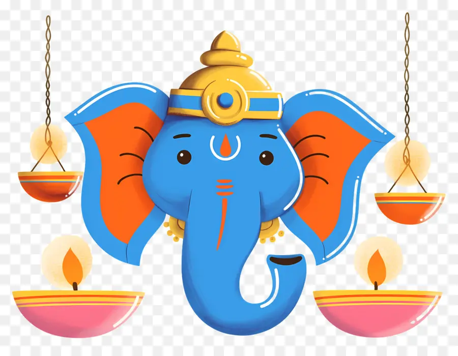 Ganesha Chaturthi，Cabeza De Elefante Con Lámparas PNG