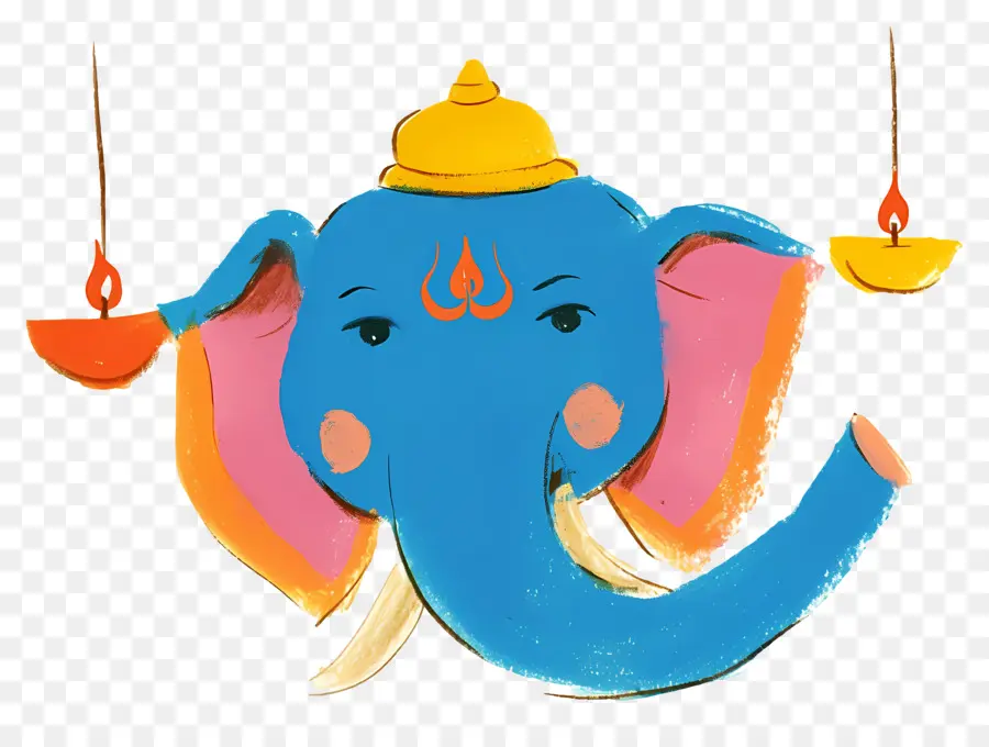 Ganesha Chaturthi，Cabeza De Elefante Con Lámparas PNG