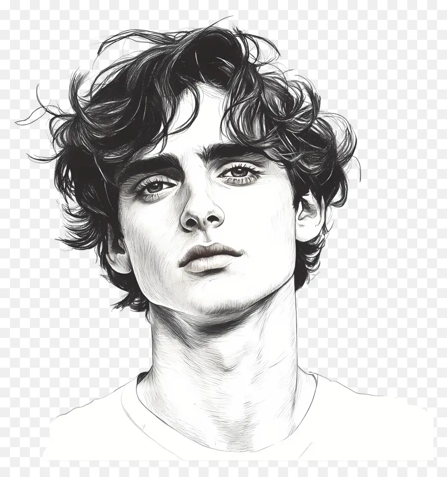 Timothée Chalamet，Retrato En Blanco Y Negro PNG